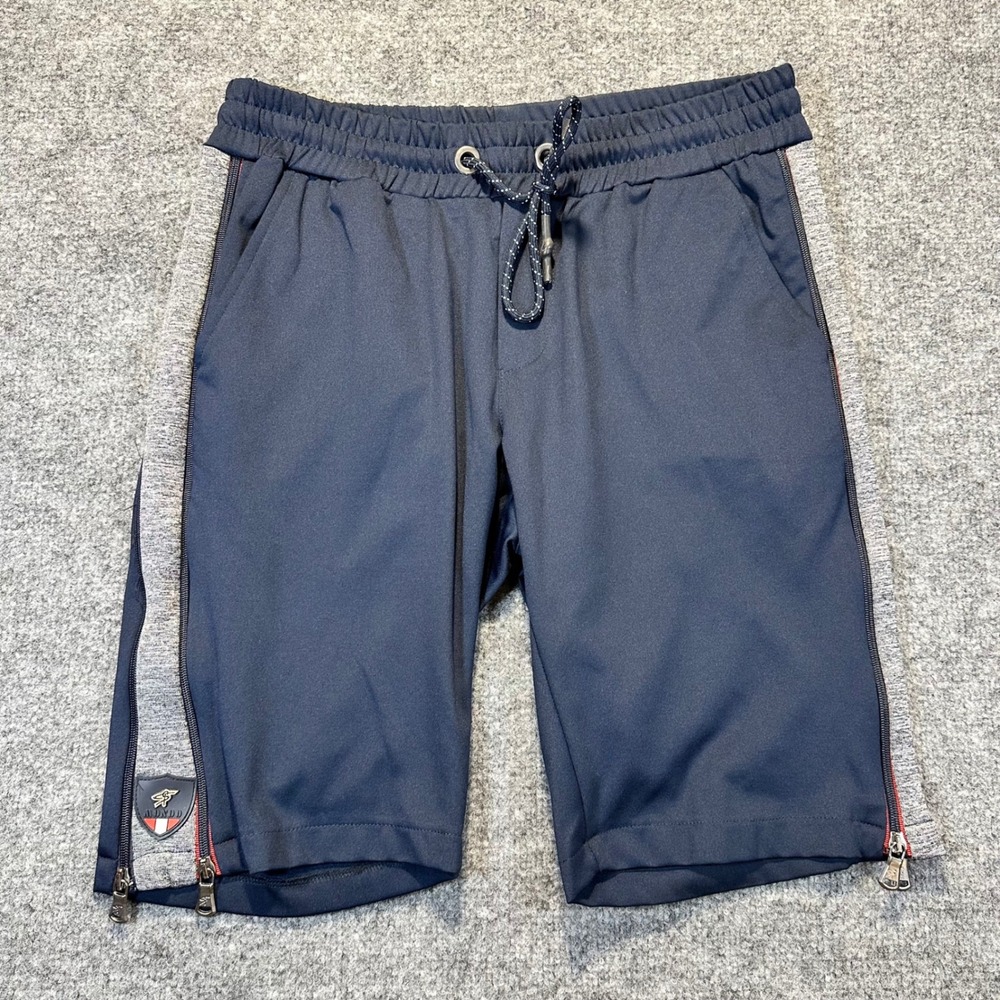 Mondo Athletic Shorts Mens 32 Navy Blue Sporty Streetwear Zipper Side Details